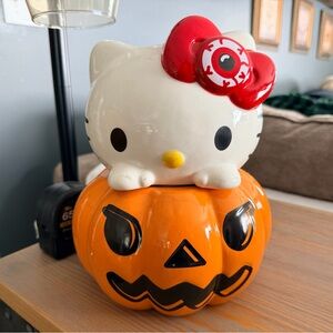 Hello Kitty Red Bow on Orange Pumpkin cookie Jar Nee